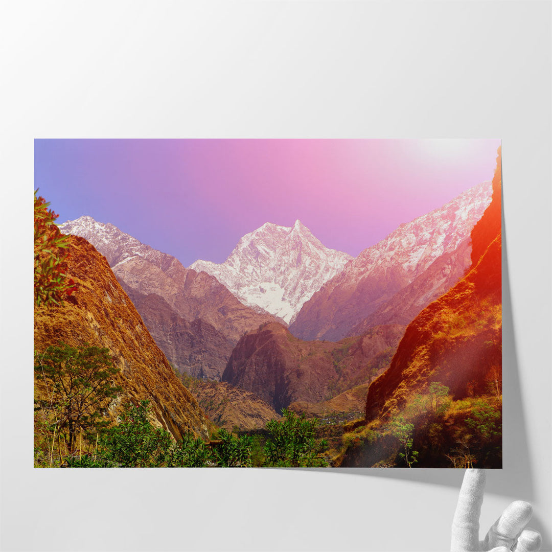 Snow Capped Himalayas - Canvas Print Wall Art