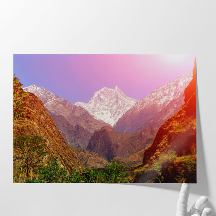Snow Capped Himalayas - Canvas Print Wall Art