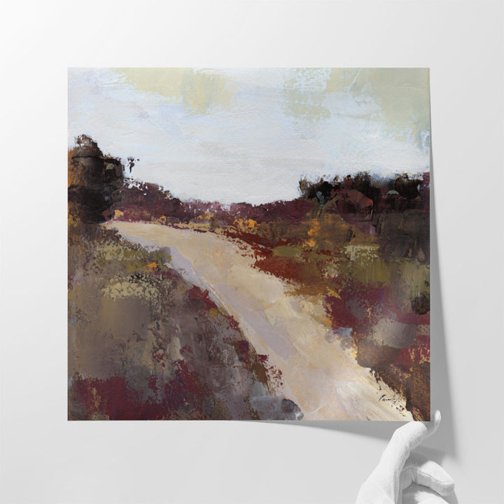 Abstract landscape art in calming brown and neutral hues