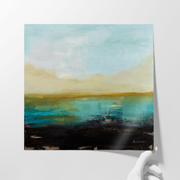 40×40 canvas print black blue accent