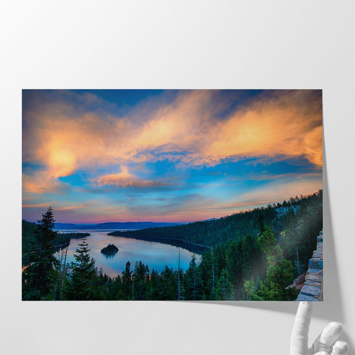 Top View of Lake Tahoe, Sierra Nevada - Canvas Print Wall Art