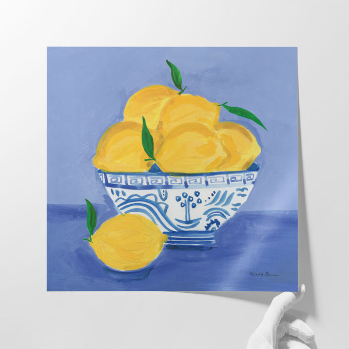 Big Watercolor Wall Art for Kitchen rustic lemon design