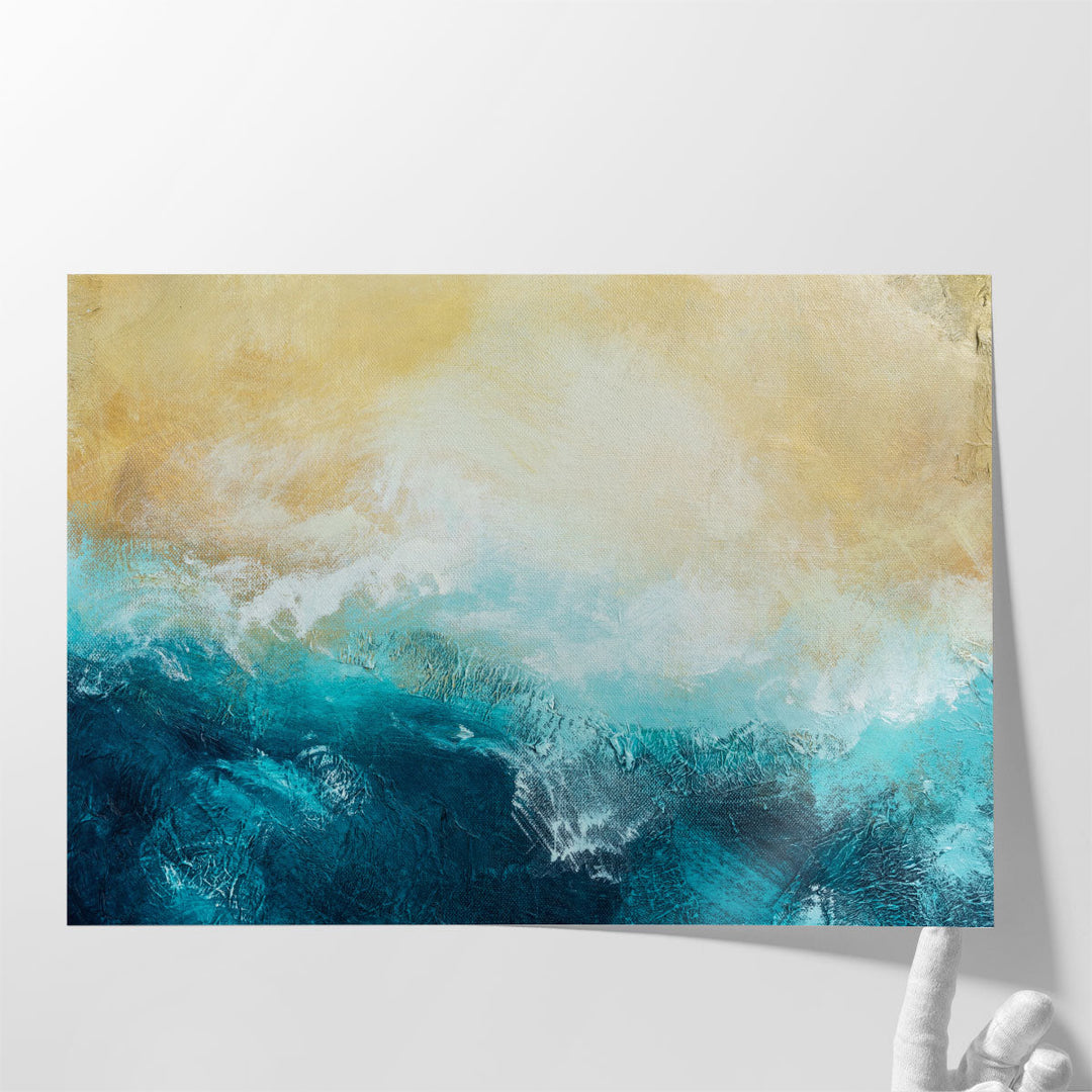 Ocean canvas art for living room with soft blue waves
