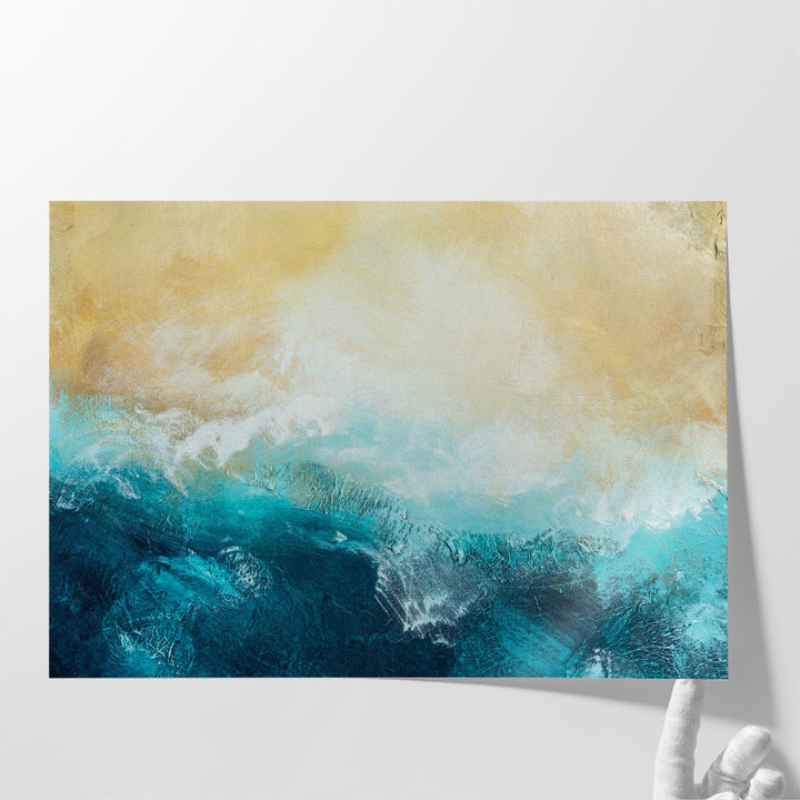 Ocean canvas art for living room with soft blue waves