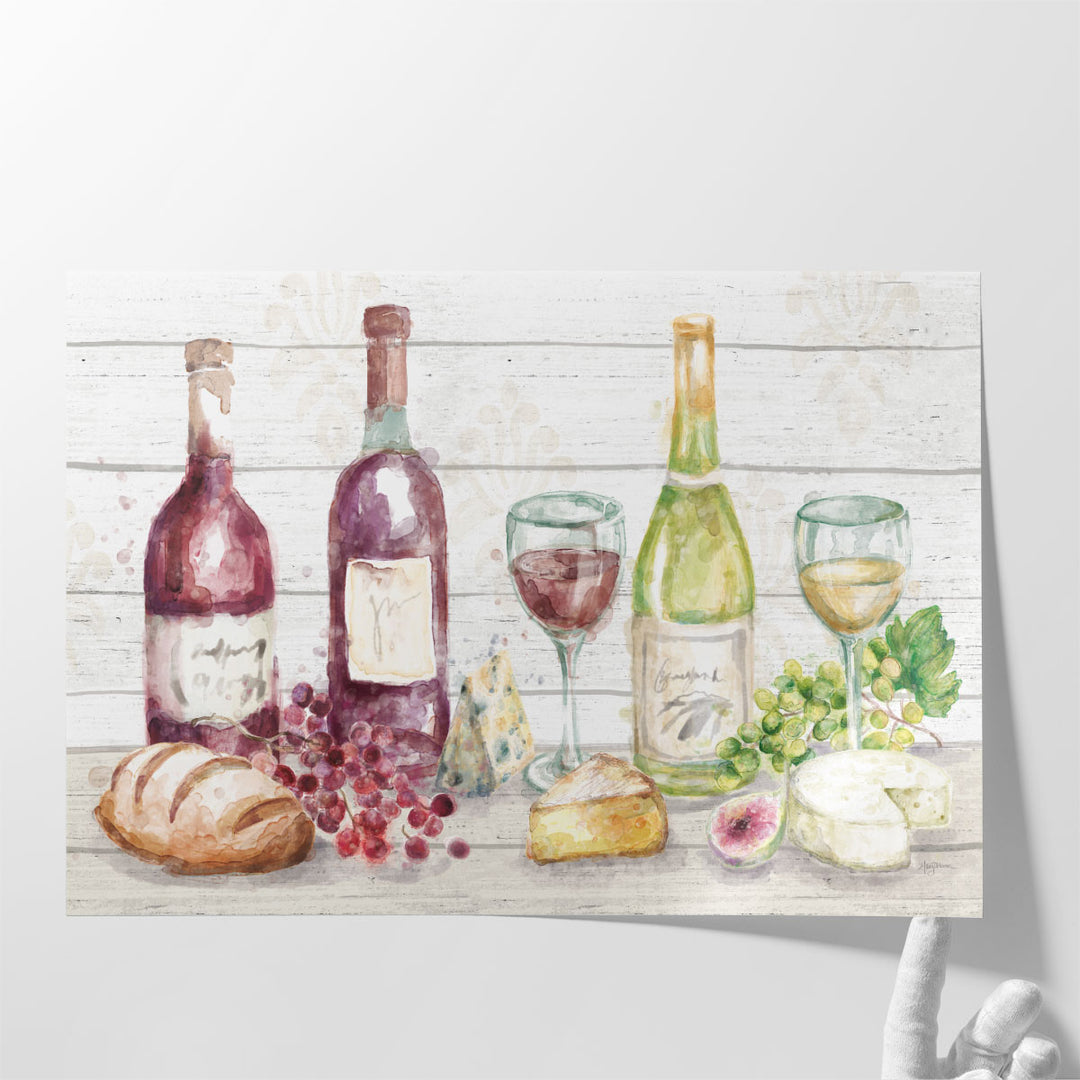 Huge Watercolor Wall Art for Kitchen – wine and vine focal art