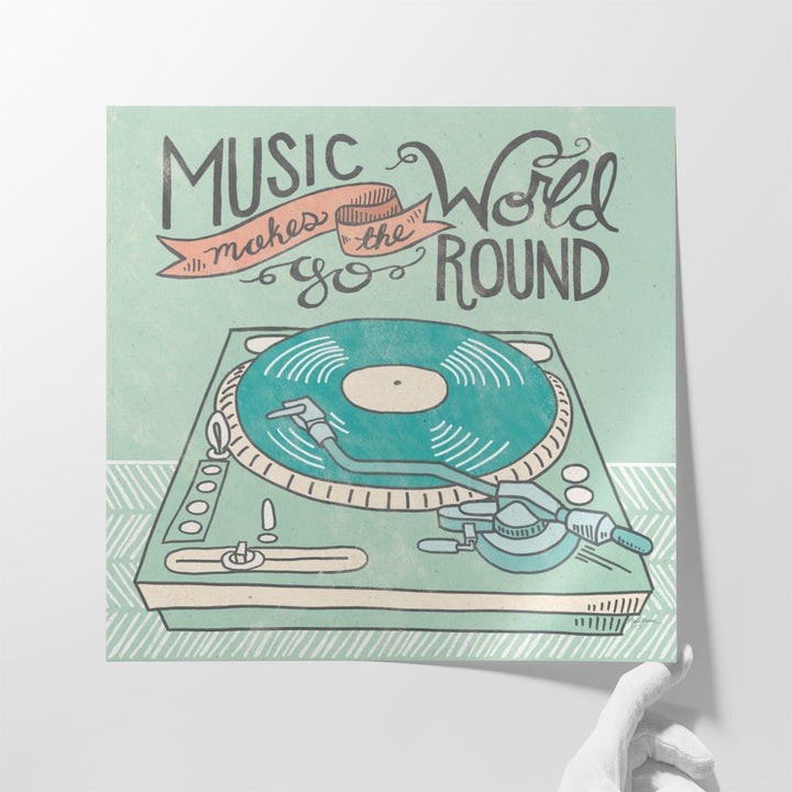 Retro Record Player Gray - Canvas Print Wall Art