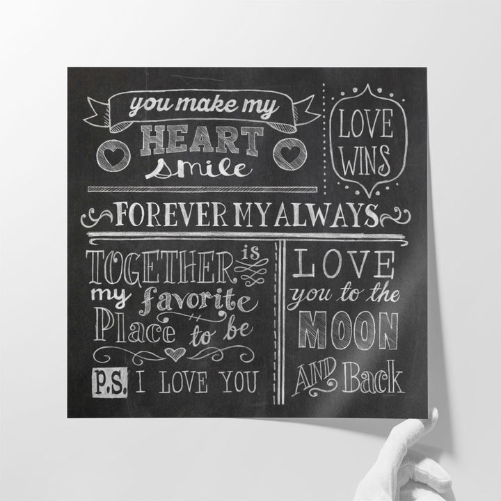 Inspiration Chalkboard I Black and White - Canvas Print Wall Art