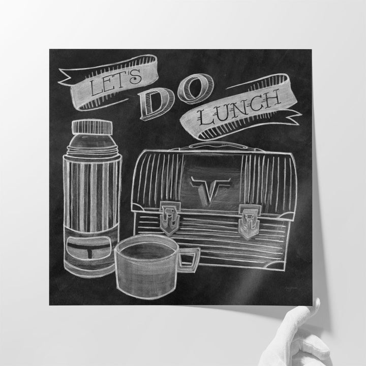 Lets Do Lunch Chalk Black and White - Canvas Print Wall Art