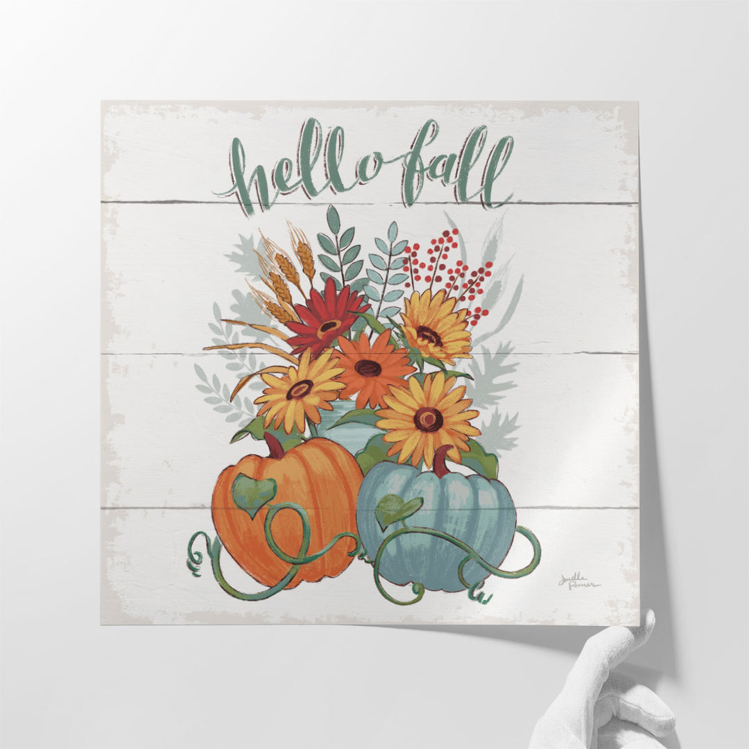 Fall Fun II Gray And Blue - Canvas Print Wall Art