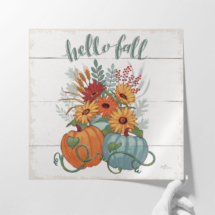 Fall Fun II Gray And Blue - Canvas Print Wall Art