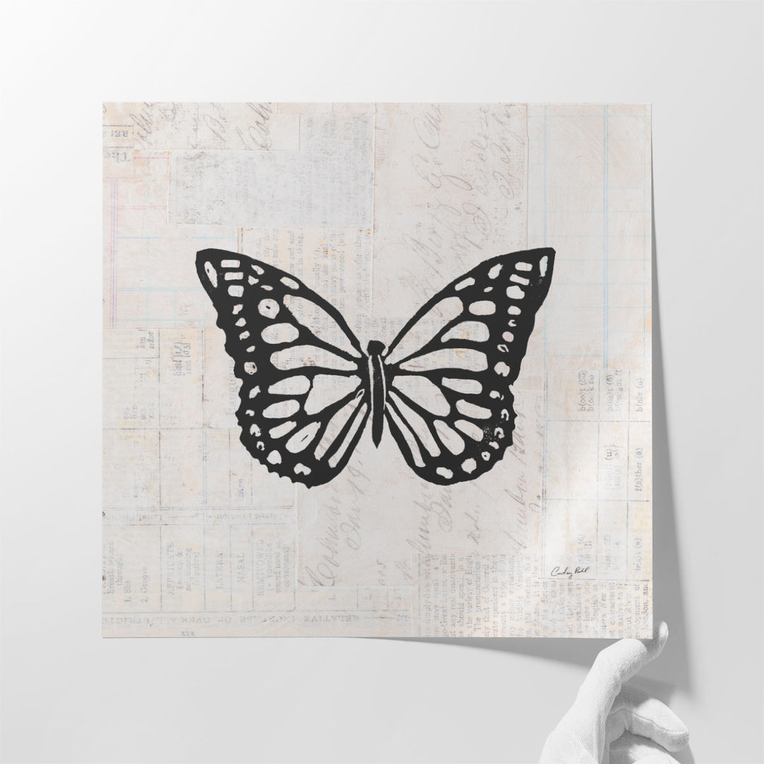 Butterfly Stamp Black and White - Canvas Print Wall Art