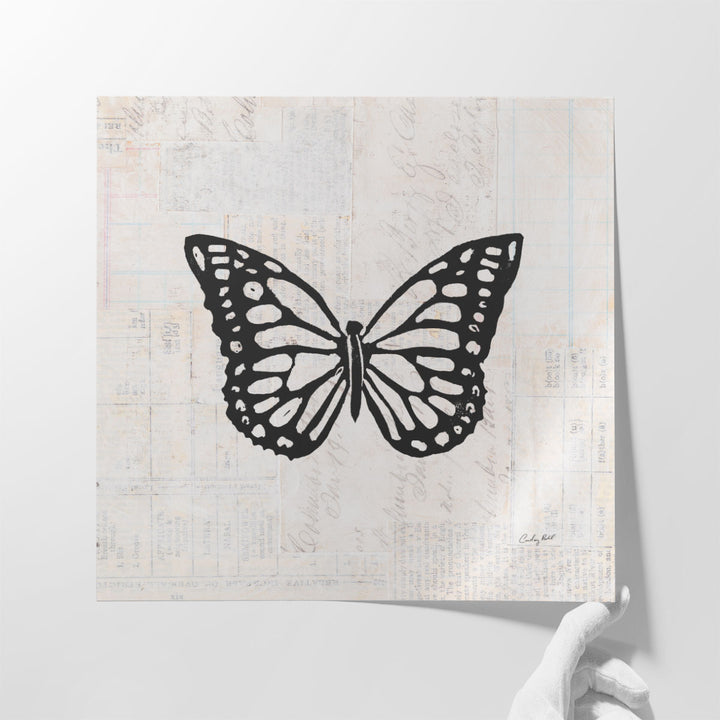 Butterfly Stamp Black and White - Canvas Print Wall Art