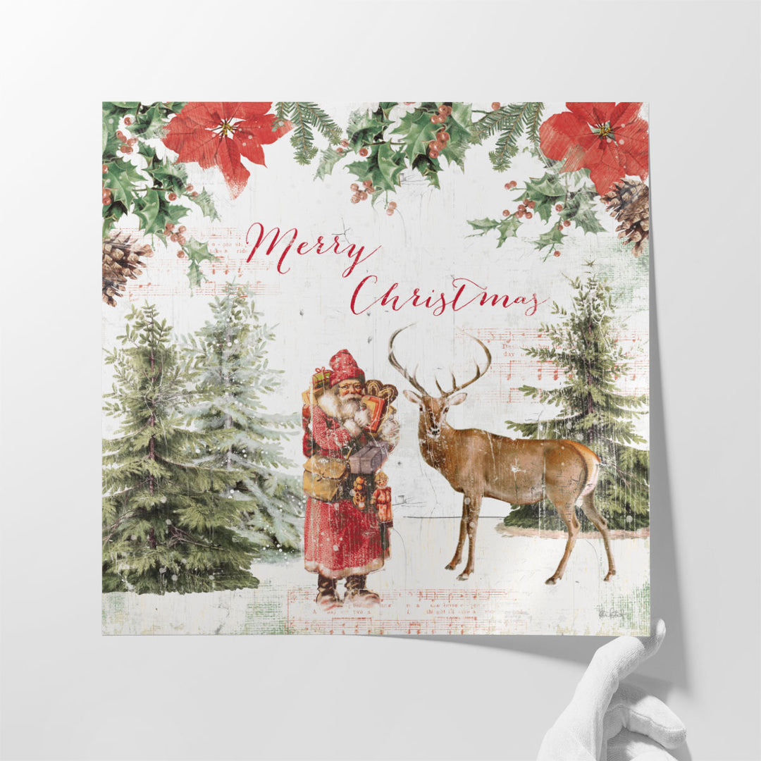Wooded Holiday III Merry Christmas - Canvas Print Wall Art