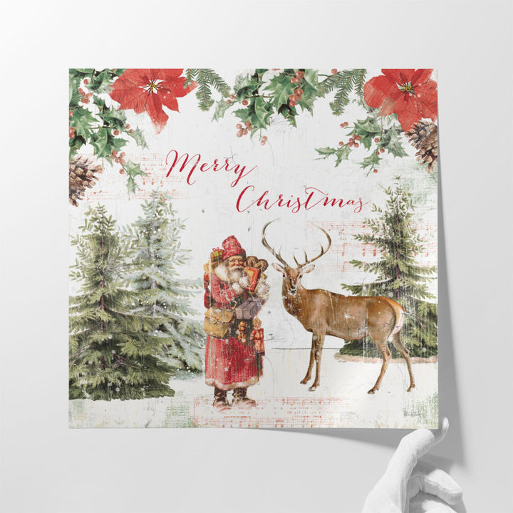Wooded Holiday III Merry Christmas - Canvas Print Wall Art