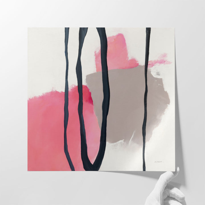 Minimalist Abstract Canvas – pink and black shapes with white space