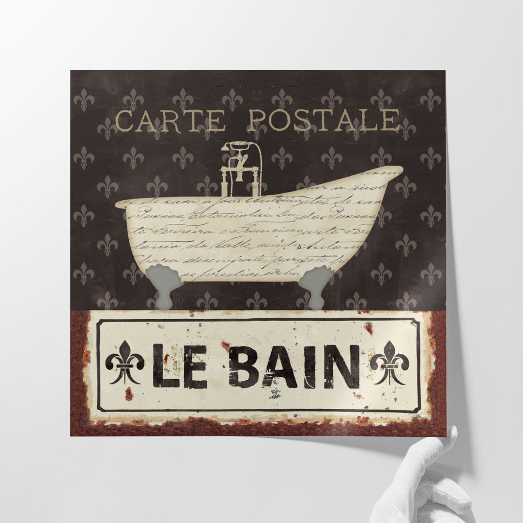dark brown bathroom canvas art in beige