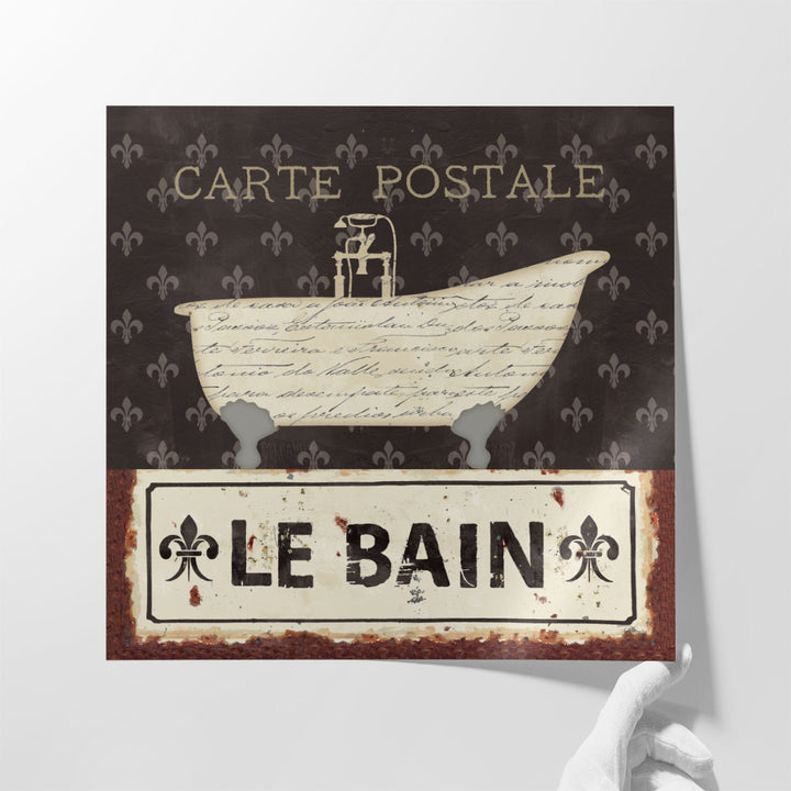 dark brown bathroom canvas art in beige