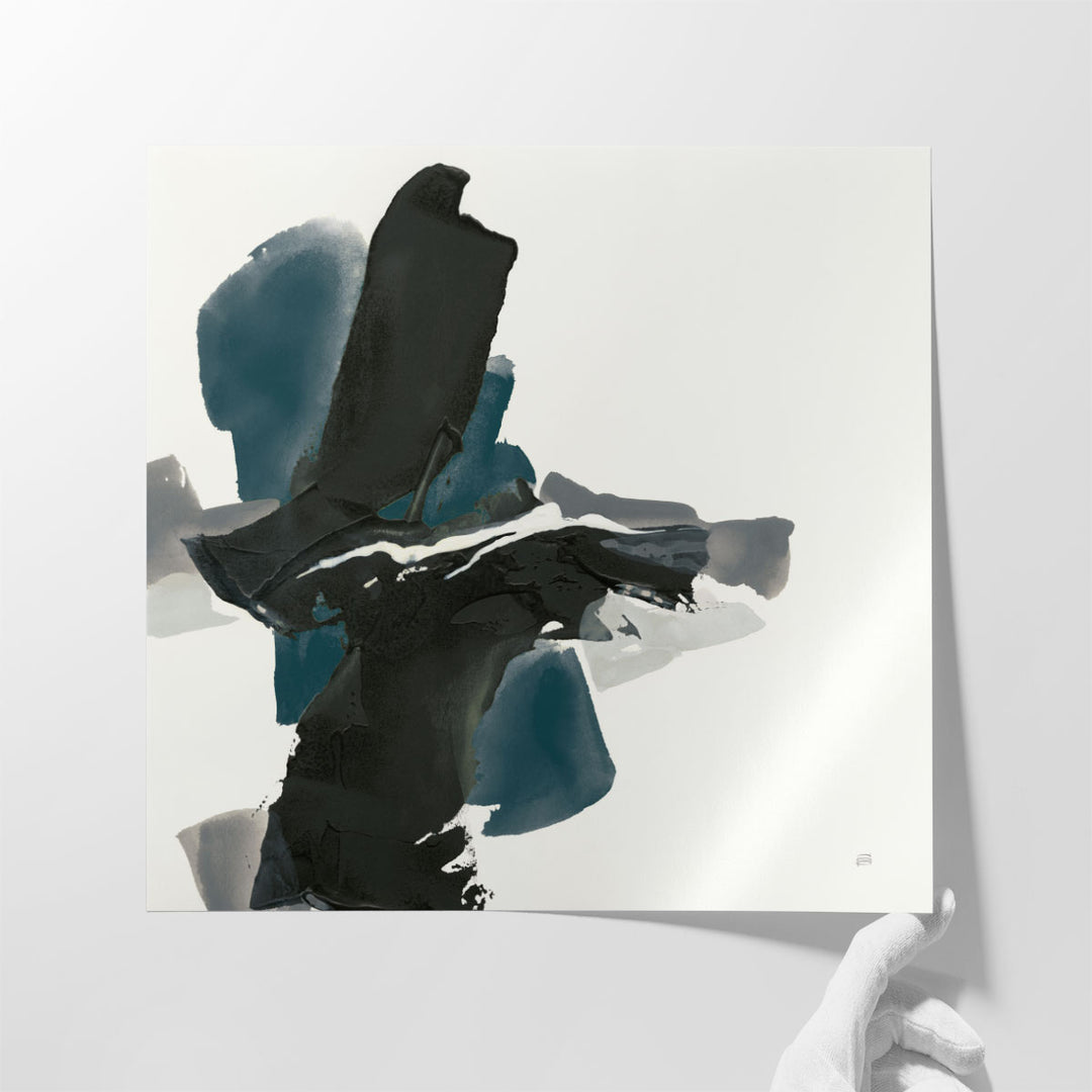 Black and Dark Teal IV - Canvas Print Wall Art