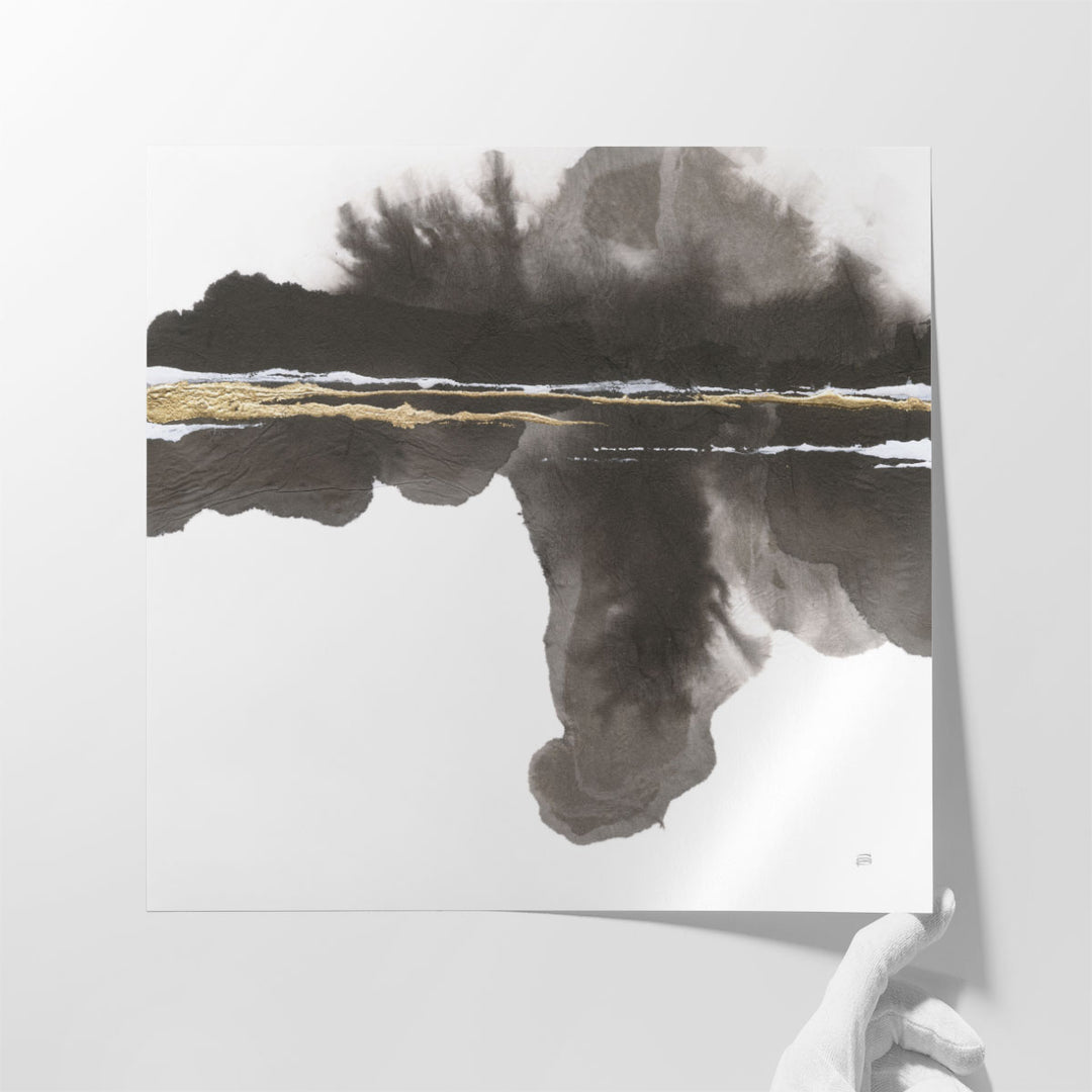 Mountain Reflection Black and White - Canvas Print Wall Art