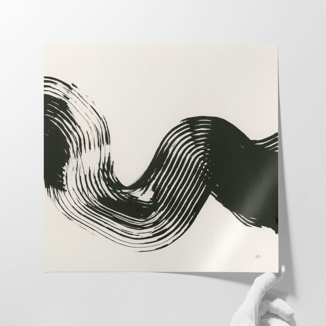 Brushed V Black and White - Canvas Print Wall Art