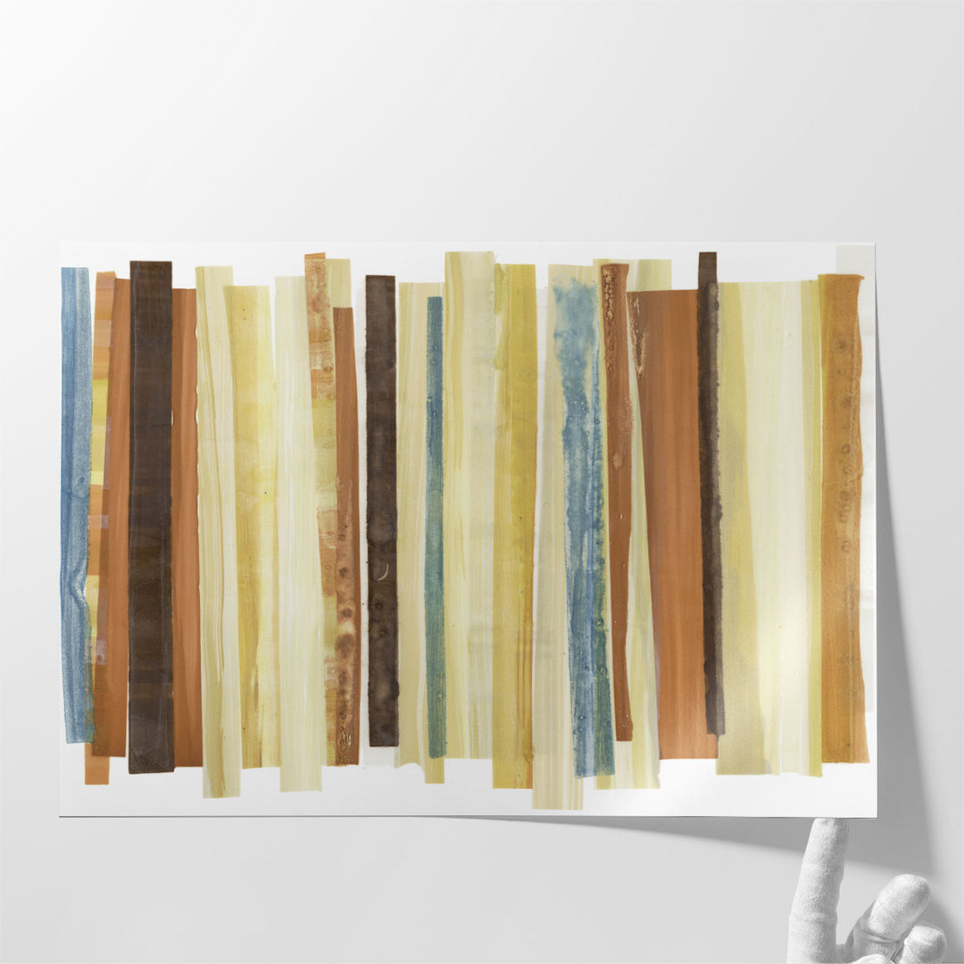 Hallway artwork featuring linear canvas art