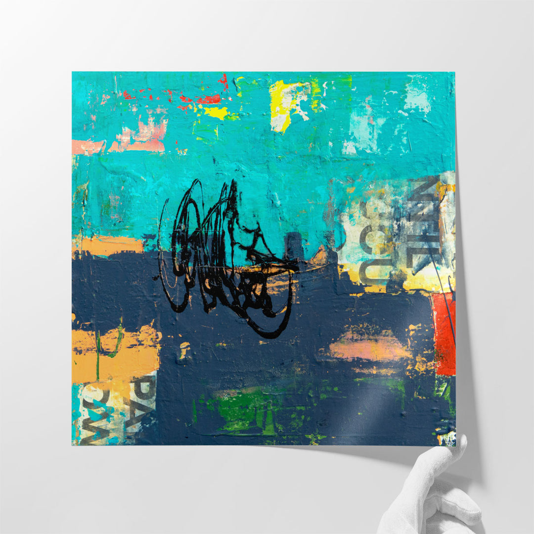 Modern abstract artwork featuring layered strokes
