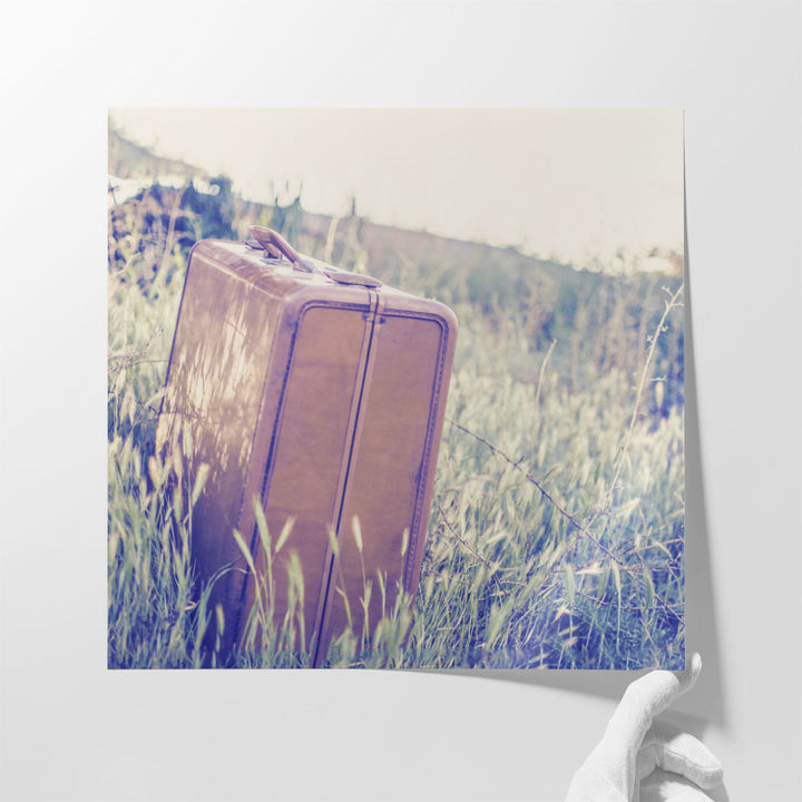 Rustic Suitcase For Hallway Artwork worn leather texture