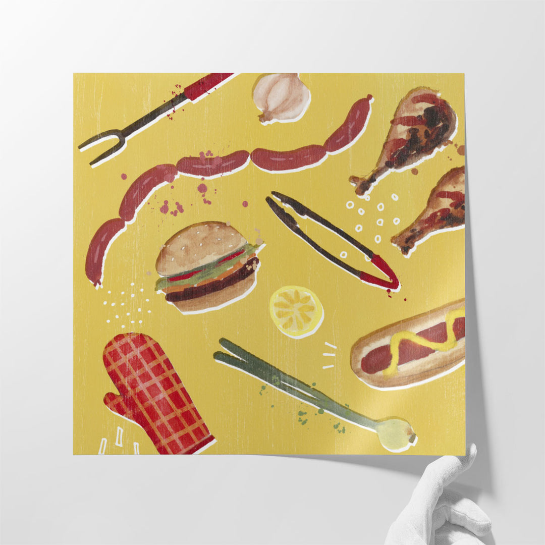 dining area wall decor – bright food illustration