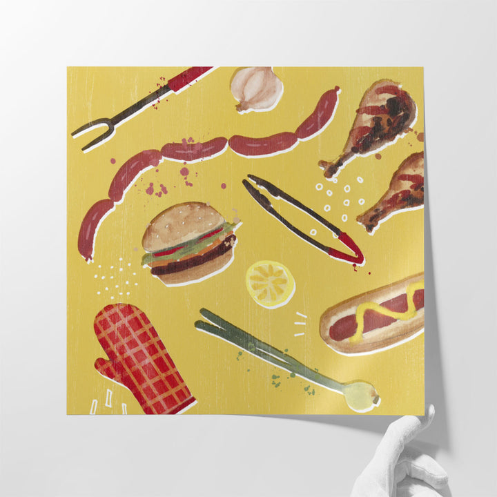 dining area wall decor – bright food illustration