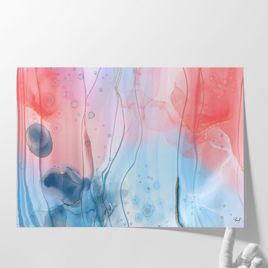 Red and blue modern watercolor artwork