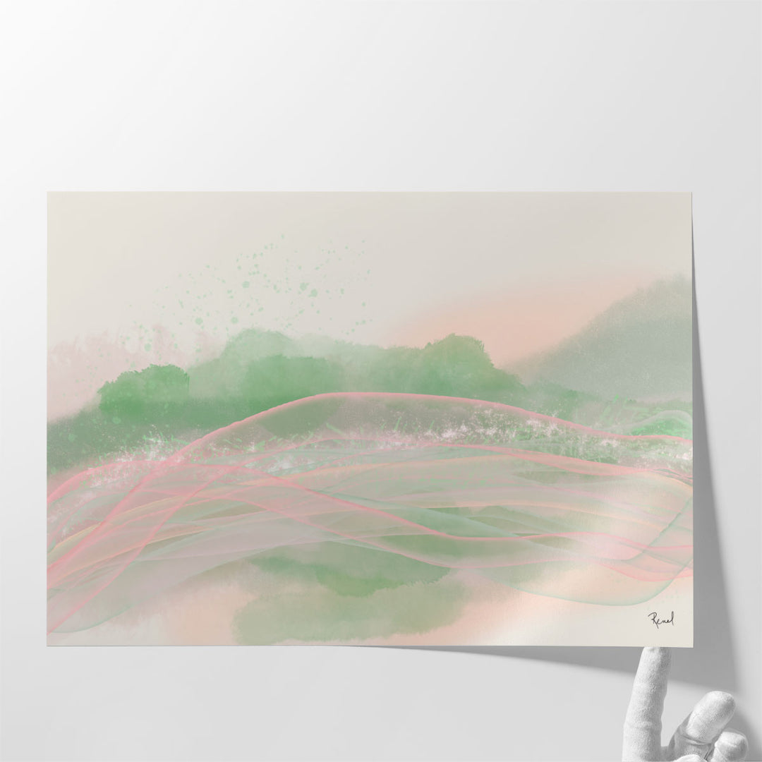 Bedroom wall decor with abstract canvas design