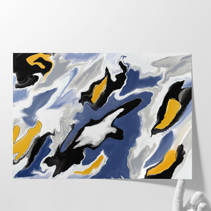 Hallway artwork with layered brush strokes