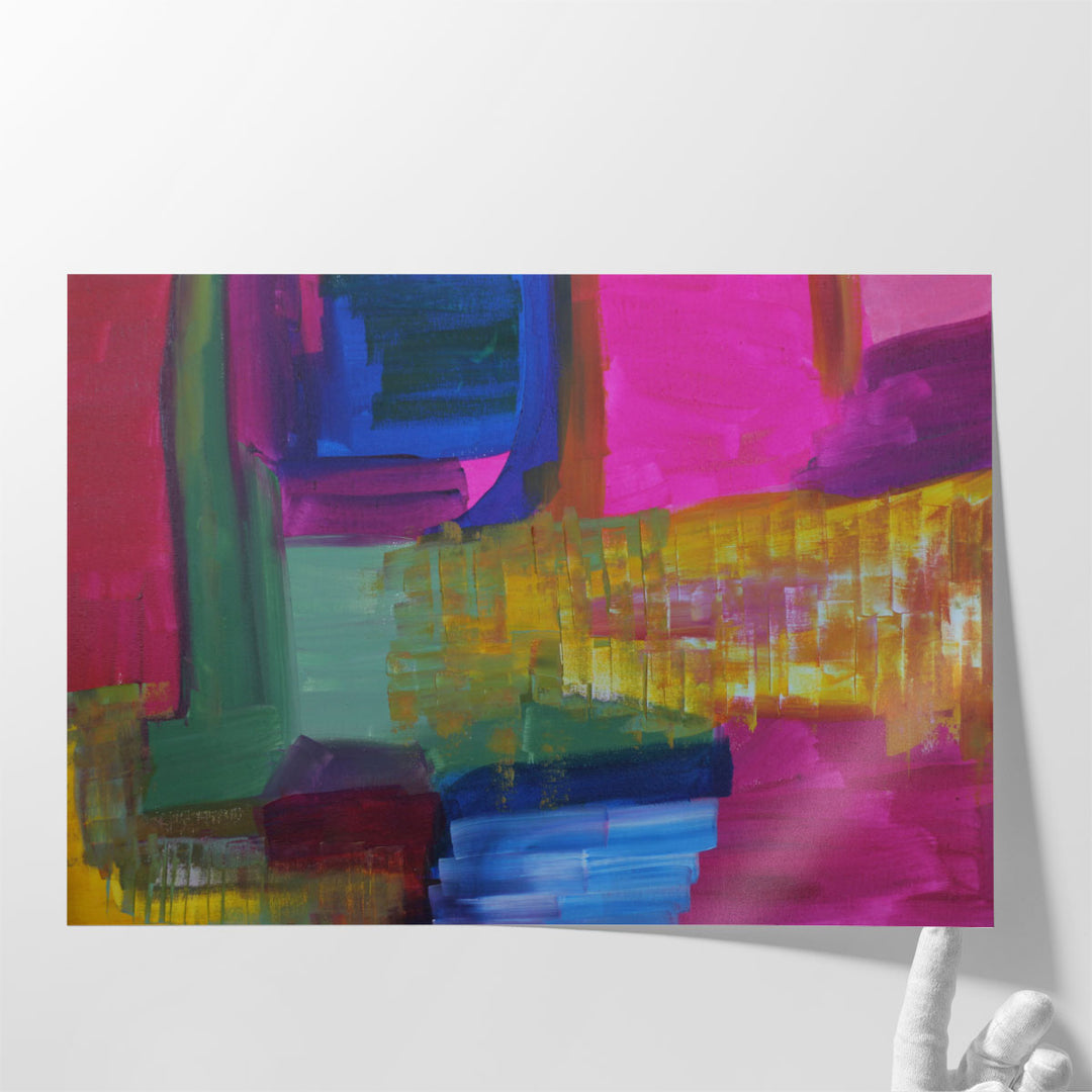 Neutral pink entryway canvas art display