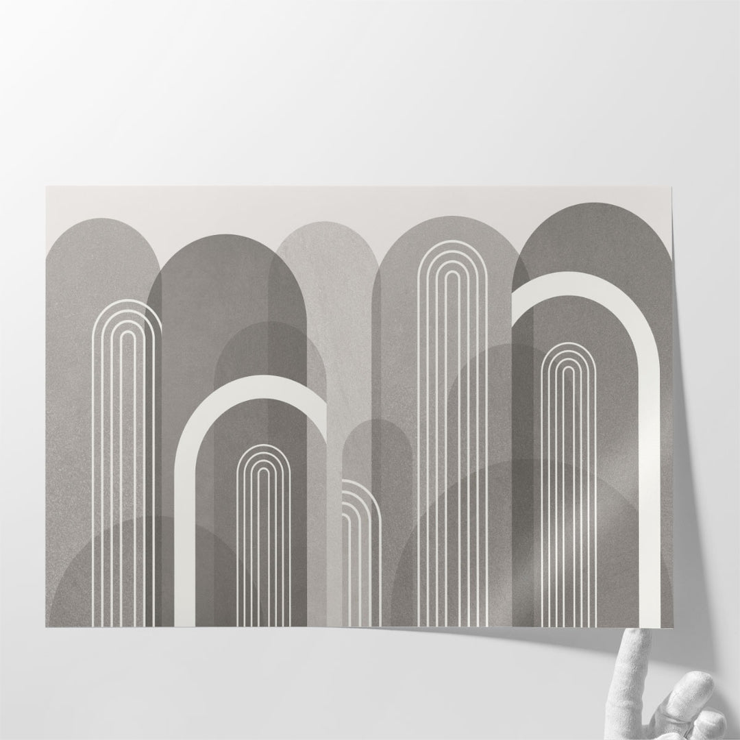 MidCentury Arches Stone - Canvas Print Wall Art