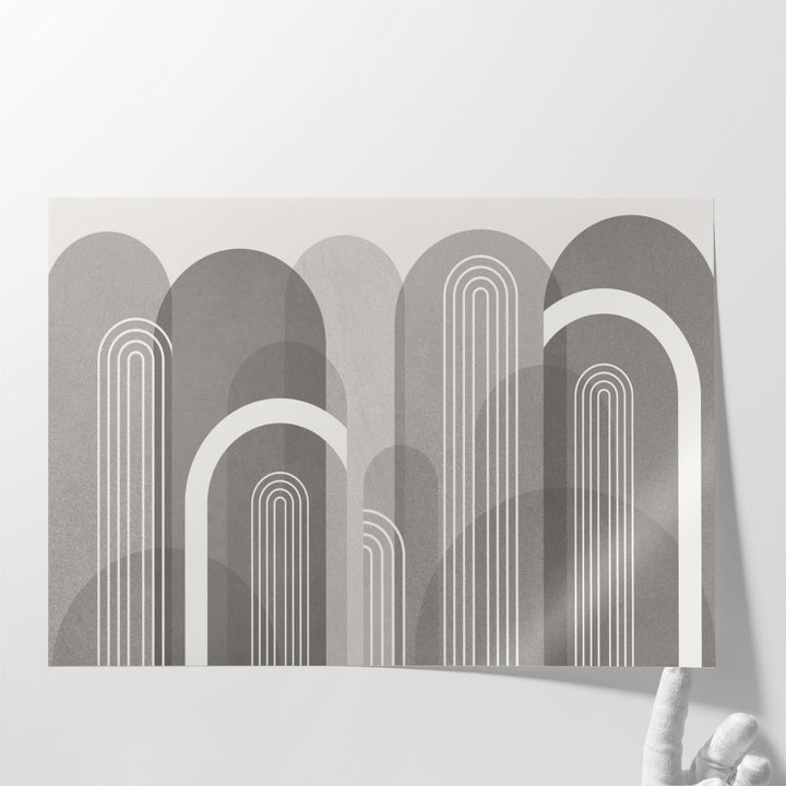 MidCentury Arches Stone - Canvas Print Wall Art