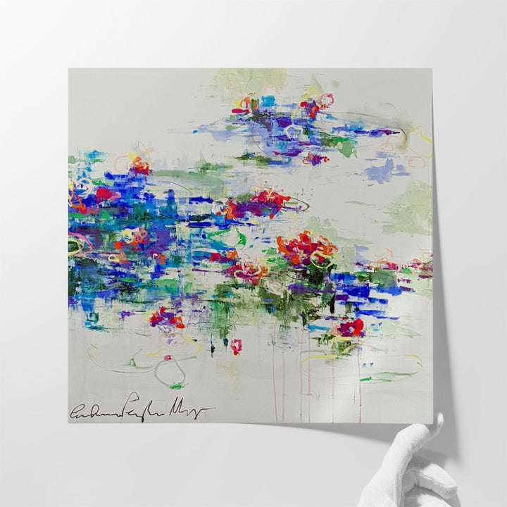 Green and blue abstract floral on white background