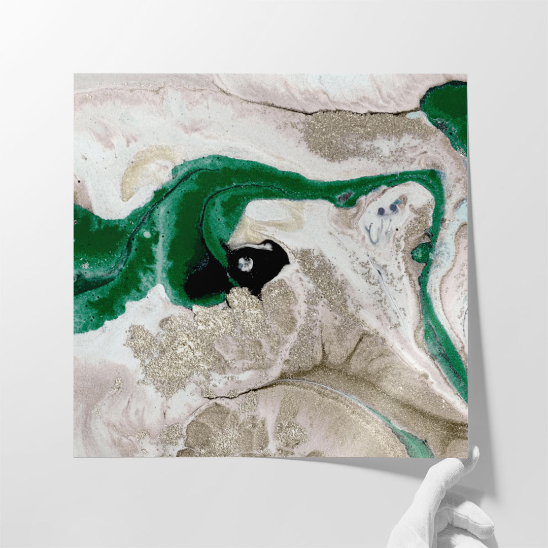 Abstract textured wall art in emerald green