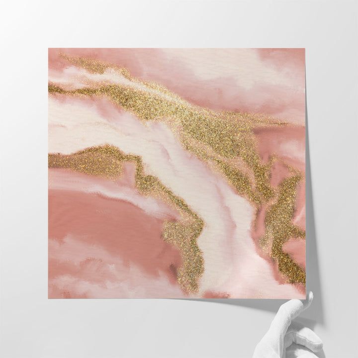 Bedroom prints in pink and gold