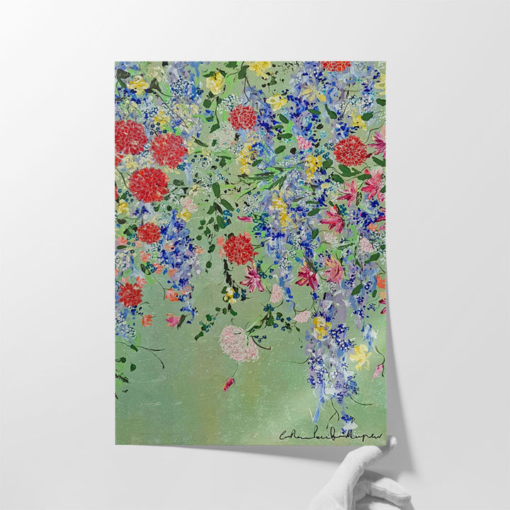 Bedroom wall decor with bold floral design