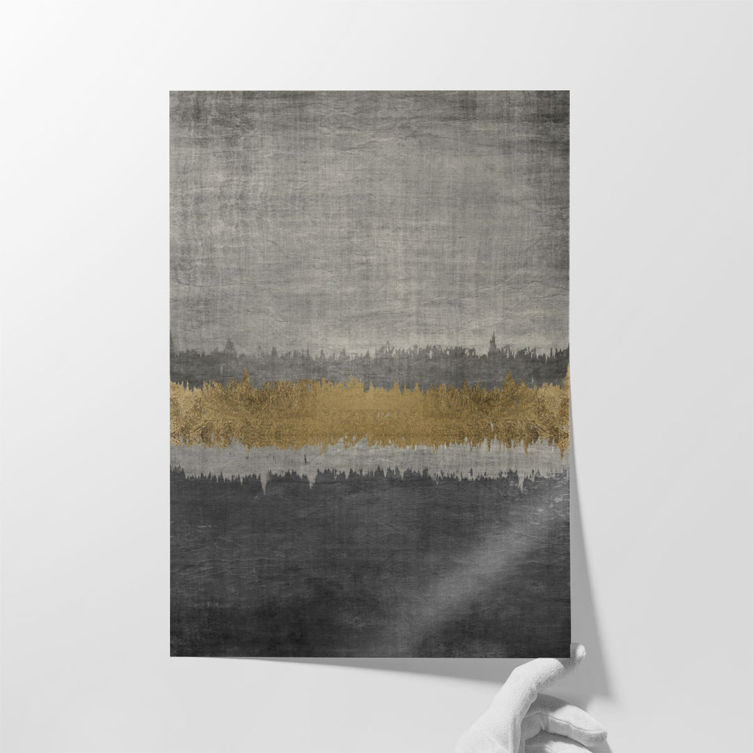 Modern color block canvas with gold accents