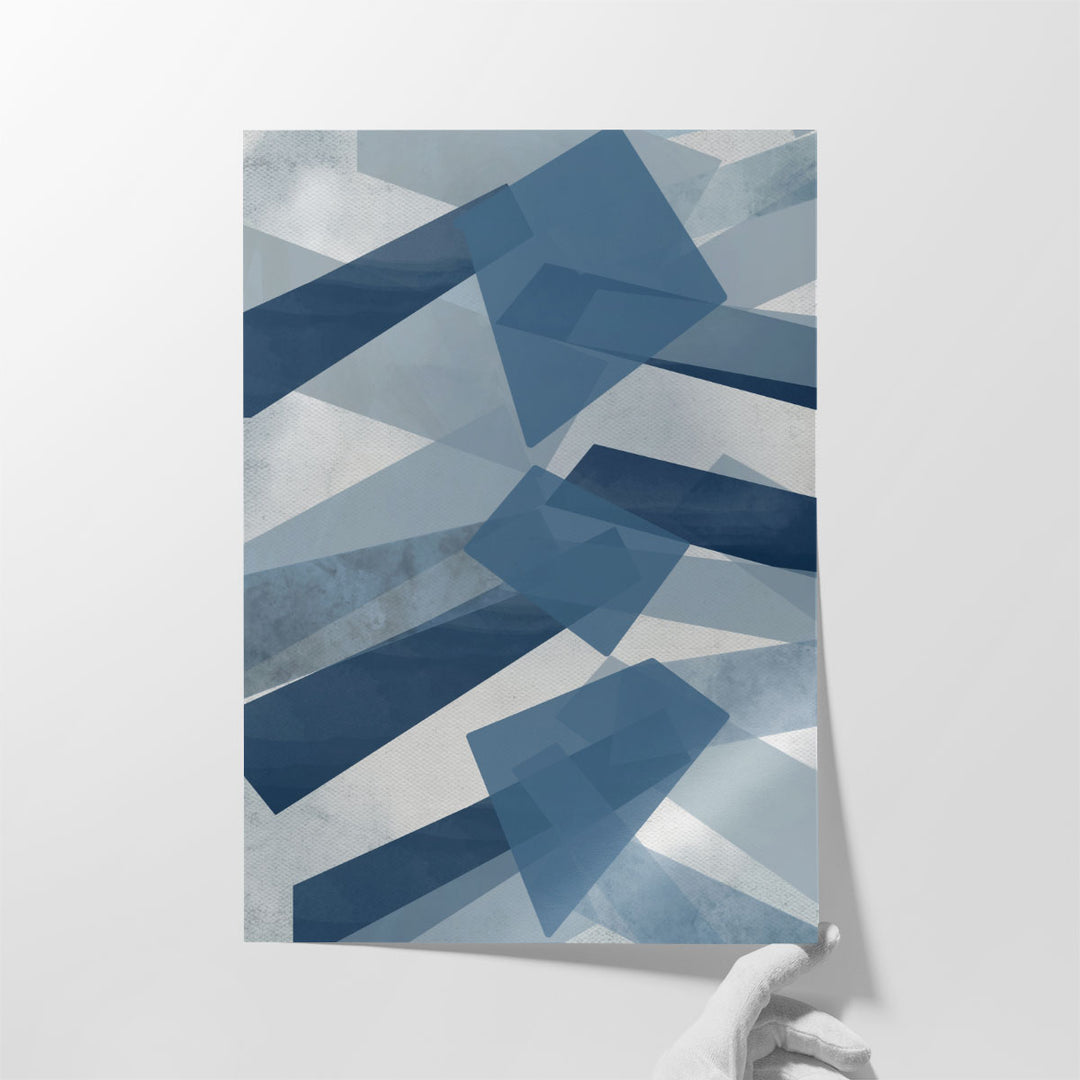 Hallway artwork with blue abstract style
