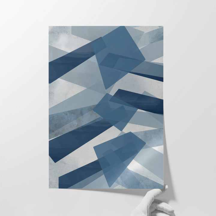 Hallway artwork with blue abstract style