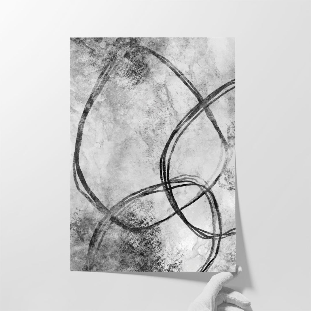 Hallway print in monochrome brush style