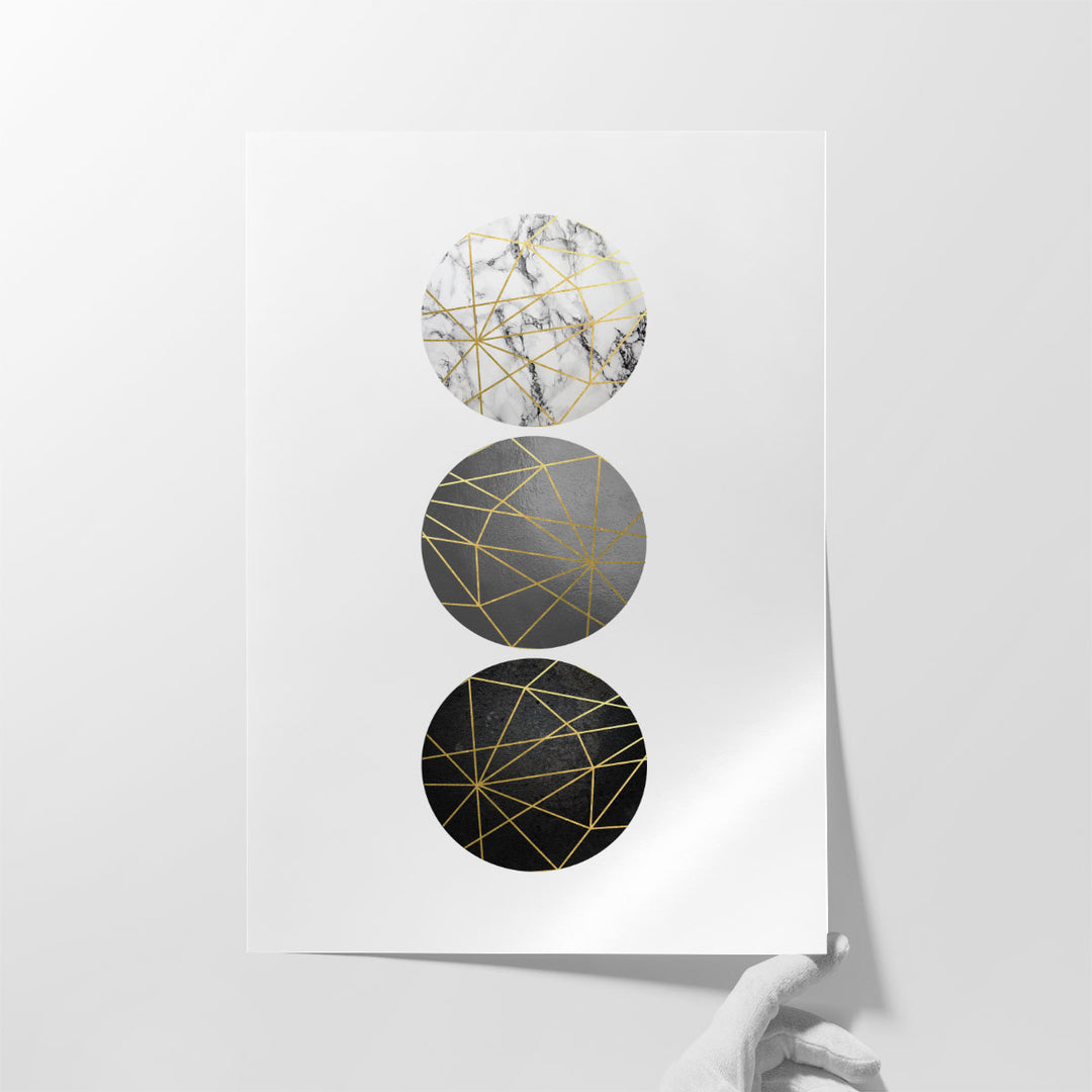 Modern Geometric Canvas Art sleek black white print