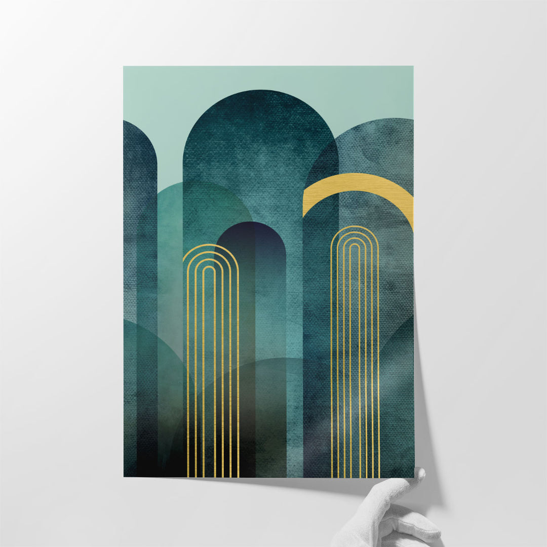 Big wall art for living room – large teal arch print