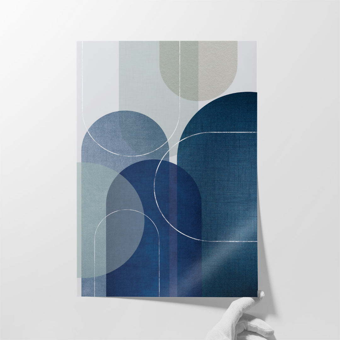 Big Canvas Minimalist Art for Living Room – oversized blue geometric print