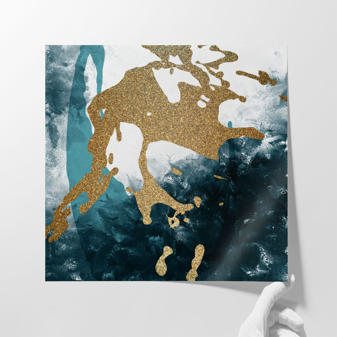 teal and gold artwork vibrant contrast layers