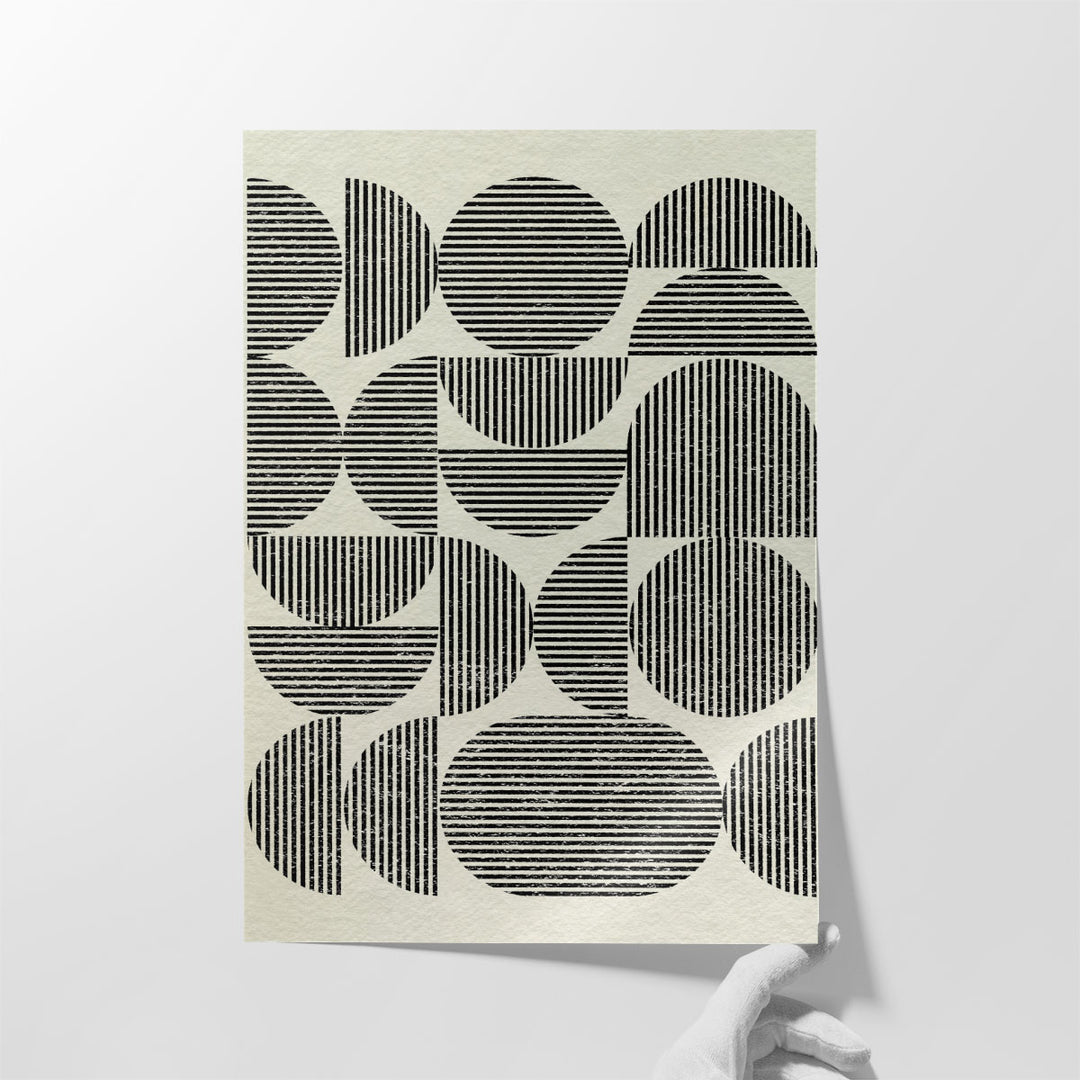 Geometric design with shapes on white canvas