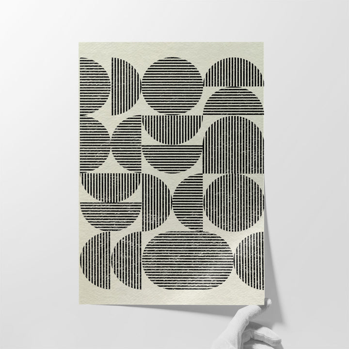 Geometric design with shapes on white canvas