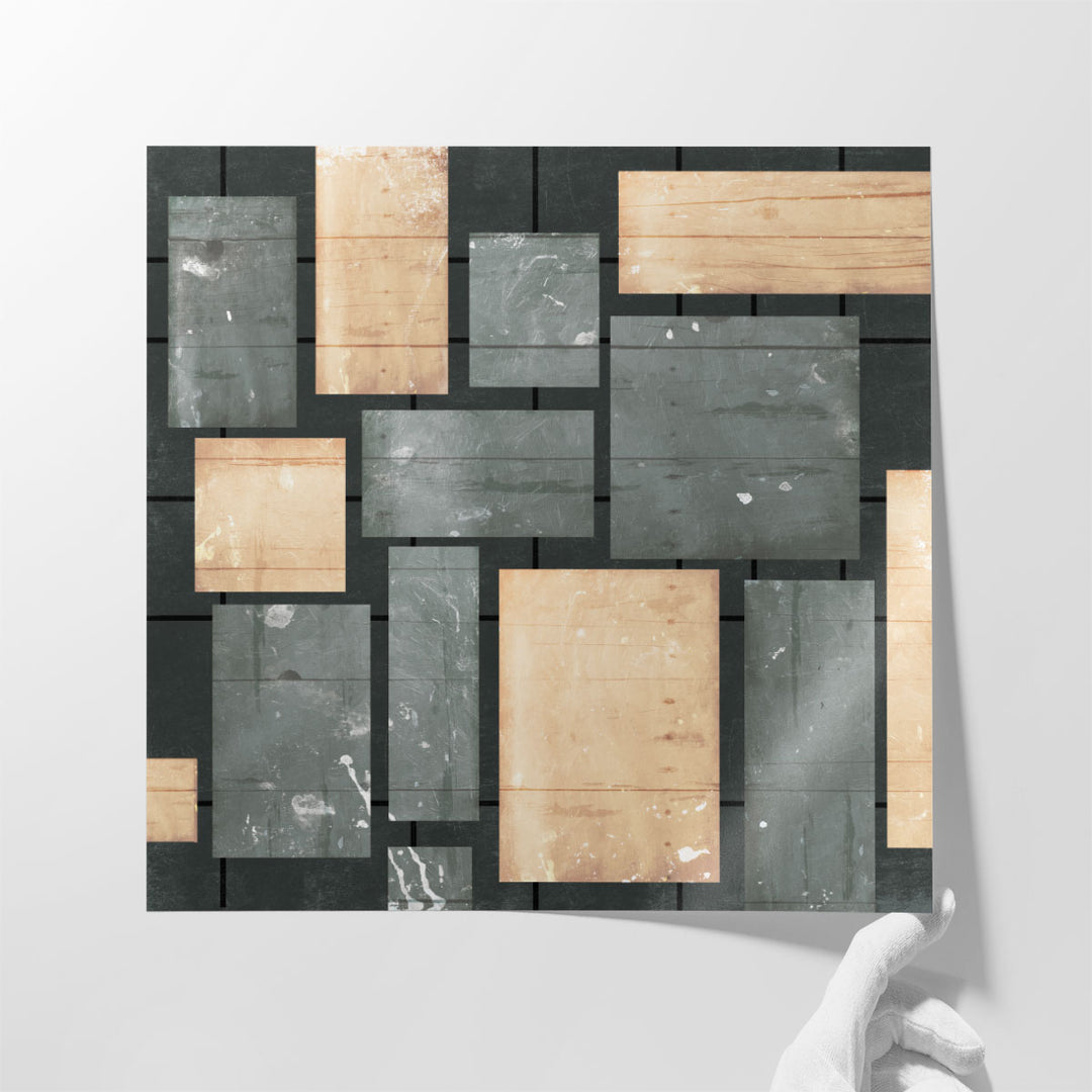 Hallway wall decor with structured shapes